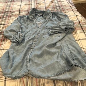 Light Blue Button down denim blouse